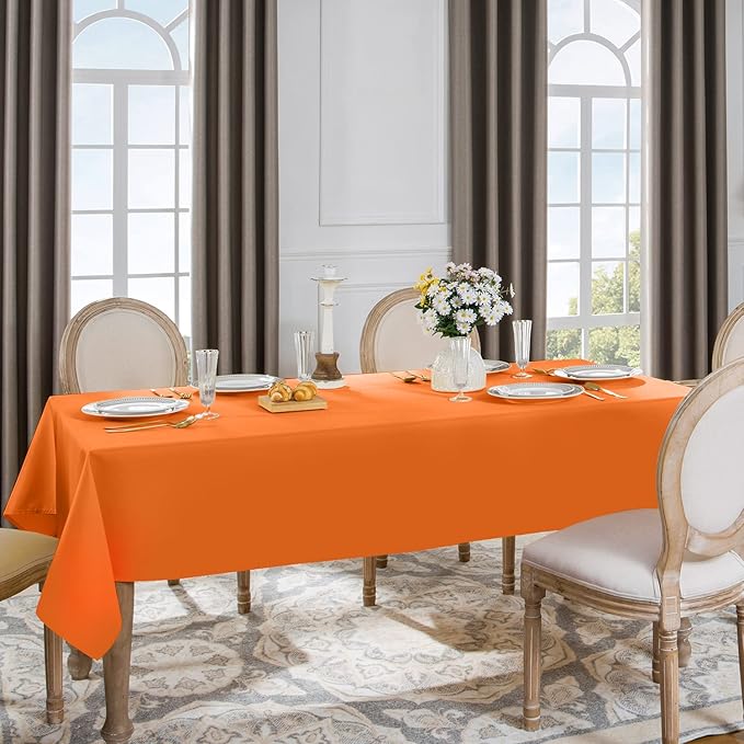 Softalker Rectangle Tablecloth Waterproof & Stain Resistant Table Cloth Wrinkle Free Fabric Washable 210GSM Polyester Table Cover for Dining/Party/Buffet/Wedding (54x54 inch, Orange)