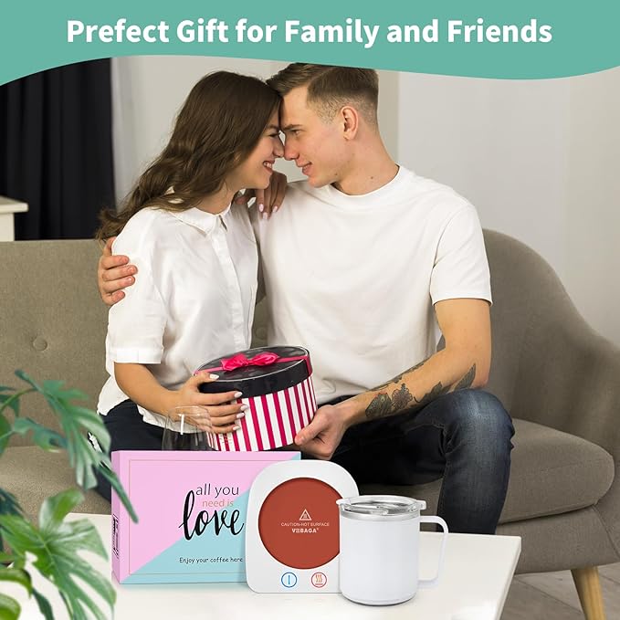 VOBAGA Mug Warmer, Coffee Warmer with 15OZ Mug Set for Home Office Home Desk, Coffee Cup Warmer with 3 Temperature Settings for Tea, Cocoa with Auto Shut Off for Holiday Birthday Coffee Gifts