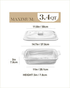 MALACASA Casserole Dish With Lid, 3.4 Quart Baking Dish With Lid, Lasagna Pan Deep Ceramic Bakeware Covered Casserole Dish, Microwave, Oven Safe, Series BAKE-GREY