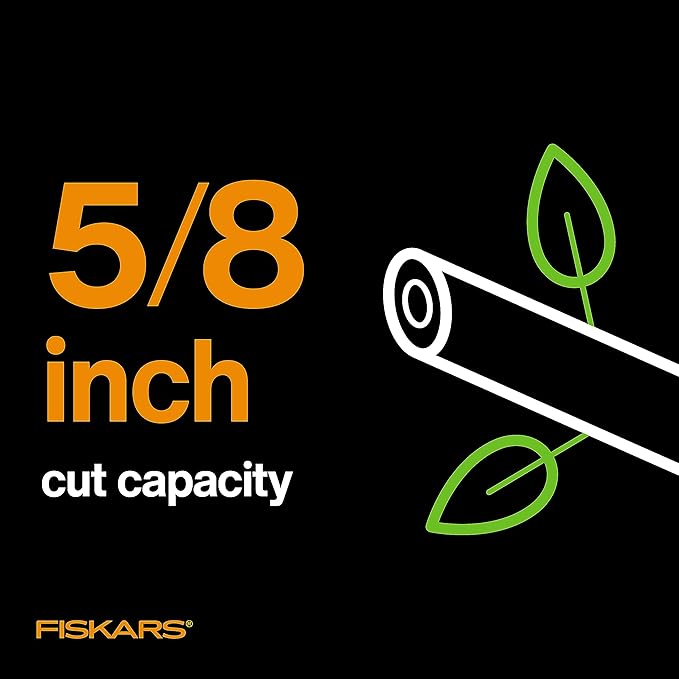 Fiskars Bypass Pruning Shears, Branch Cutter with 5/8" Cut Capacity, Garden Shears with Sharp Steel Blade, Rust Resistant, Ergonomic Pruners with Comfort Handle and Safety Lock, Gardening Hand Tools
