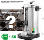Commercial Coffee Urn 50 Cup/8L Coffee Dispenser with Upgraded Percolator, 304 Stainless Steel Hot Water Urn Beverage Dispenser with Keep Warm Mode, Large Coffee Maker for Catering Party