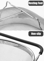 Over The Sink Colander 6 Quart Stainless Steel Fine Mesh Strainer Basket & Expandable Rubber Grip Handles - Strain, Drain, Rinse Fruits, Vegetables