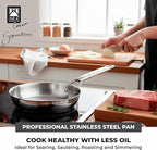 BRA COOKWARE Signature Frying Pan | 9.5 inches Professional Skillet | Stainless Steel Frypan | All Stovetop Compatible - Full Induction Skillet | PFOA Free | w/o Non-Stick Coating | Polished Finish