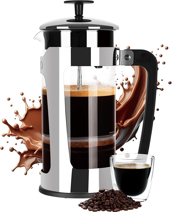 ESPRO - P5 French Press Coffee Maker – Patented Double Microfilter for Sludge and Grit Free Coffee – Made in Taiwan, Black, 18 oz