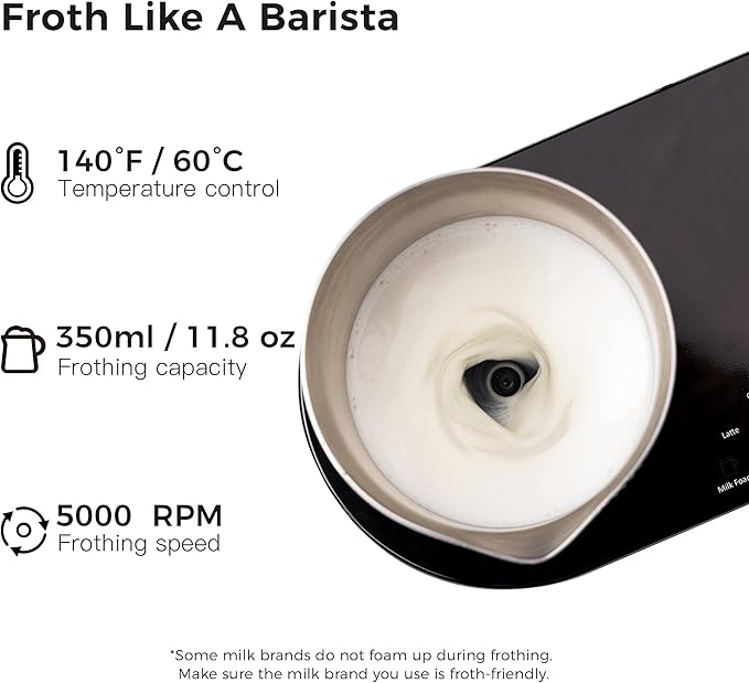 SEVEN&ME Espressor Machine Coffee Maker, with Milk Froth All-in-One Espresso Machine Combination, Latte Cappuccino Macchiato Espresso Electric Moka Pot, One Click Smart Operation（8.66"）
