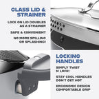 Gotham Steel 5 Quart Stock Pot Multipurpose Pasta Pot with Strainer Lid & Twist and Lock Handles, Ceramic Nonstick Cooking Pots + Pasta Strainer Lid, Spaghetti Pot, Dishwasher Safe