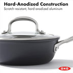 OXO Good Grips Pro 1QT and 2QT Saucepan Pot Set with Lids, 3-Layered German Engineered Nonstick Coating, Stainless Steel Handles, Black