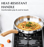 KOCH SYSTEME CS Stainless Steel Frying Pan Set of 3, 8"&10"&12" Stainless Steel Pans Set with Heat-resistant Bakelite Handle, Suitable for All Stove, Dishwasher Safe