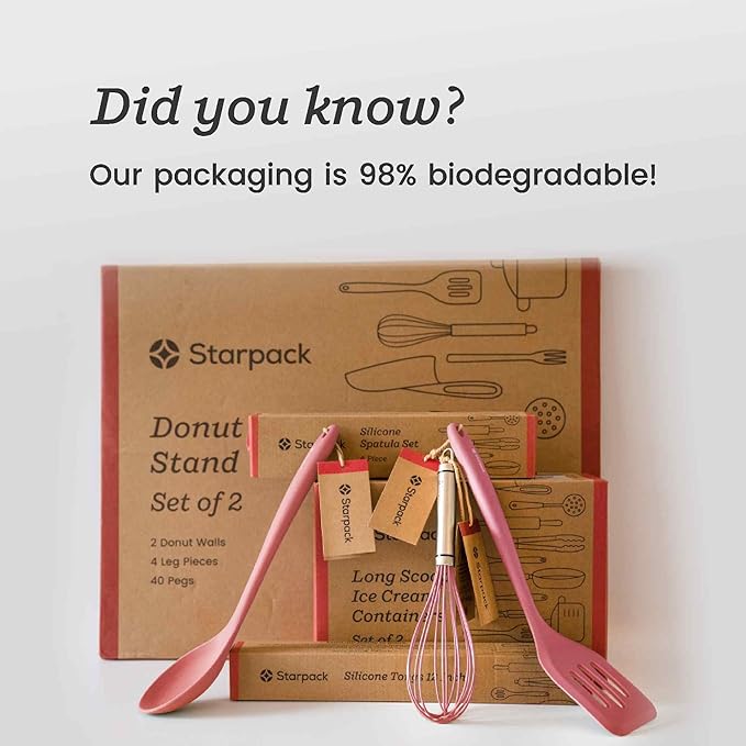 Starpack 'Stir & Serve' Silicone Cooking Utensils Set (5 Pcs) - Kitchen Utensils Set Heat Resistant to 600°F - Kitchen Utensils for Nonstick Cookware - Silicone Utensil Set for Mixing & Cooking