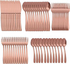 Rosegold 60 Piece Silverware Set,Stainless Steel Flatware Set for 12,18/0 Rust-Proof Cutlery Set with Forks & Spoons,Mirror Polished Dishwasher Safe - Heavy Duty Tableware for Home & Dining