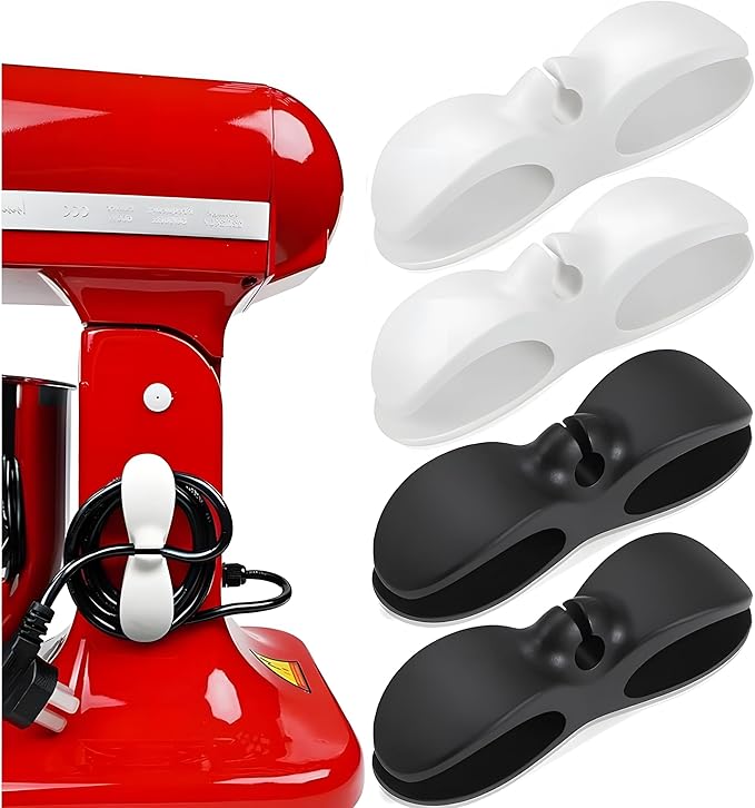 4 Pack Upgraded Cord Organizer for Kitchen Appliances with Self Adhesive Mount - Stick On Cord Organizer for Appliances, Cable Cord Holder Cord Winder for Pressure Cooker, Blender, Mixer, Toaster