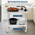 24x24x30 Inch Stainless Steel Equipment Grill Stand Table NSF Certified with 5" Wheels, 400 Lbs Capacity, 2" Edge Baffle, for Hotel, Home, Commercial Restaurant Kitchen