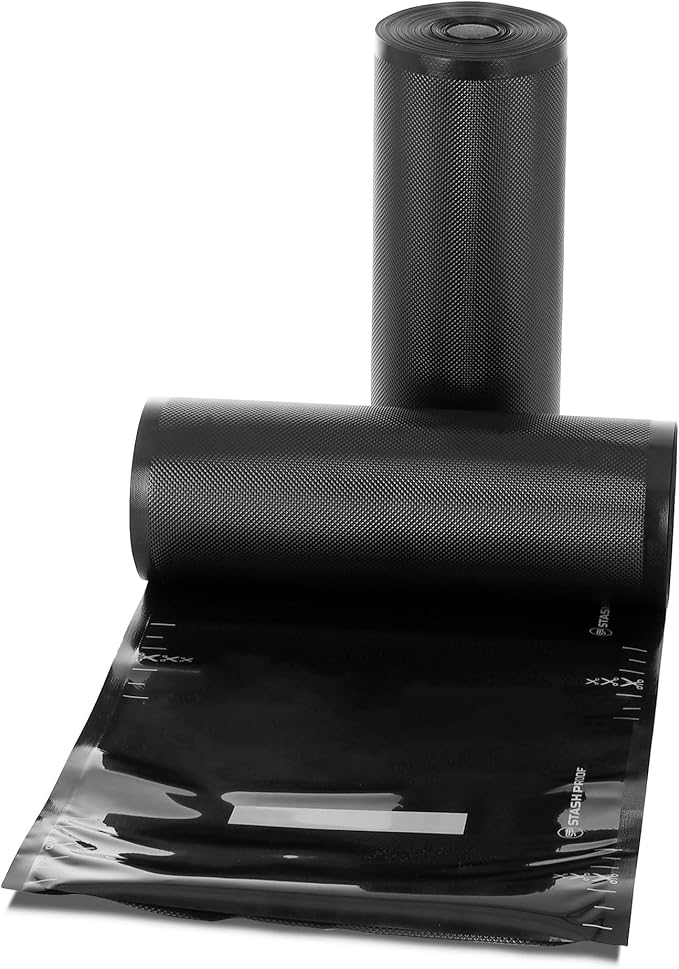 Vacuum Seal Rolls 11" x 50' 2 Pack (100 Feet Total) 5.5 Mil (Black and Black) - BPA Free Commerical Grade Food Saver for Storage, Sous Vide, and Meal Prep Sealer Bag