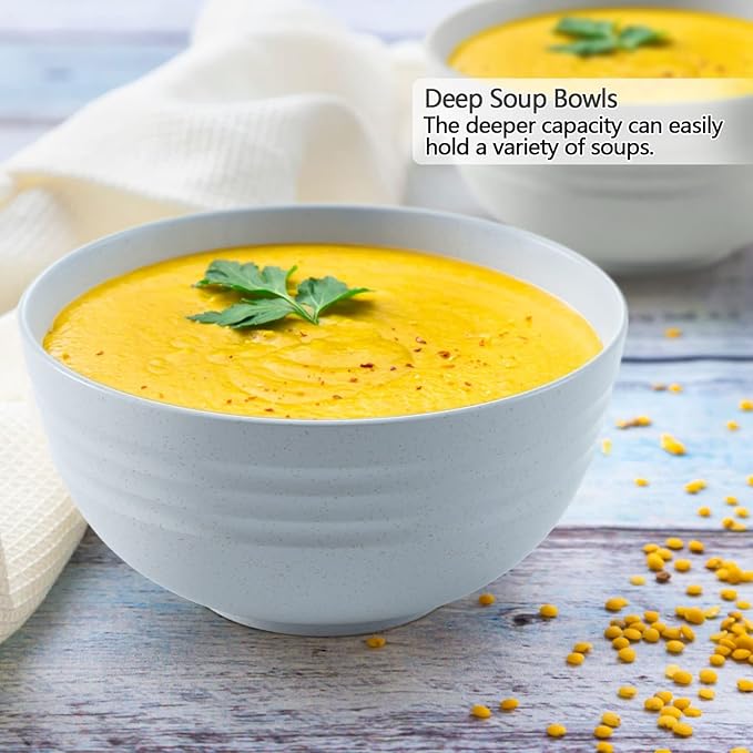 Homestockplus [Set of 6] Unbreakable Large Cereal Bowls,34 Oz Ramen Bowls BPA-Free Eco-Friendly Bowl Set for Cereal, Salad, Soup, Ramen,Oatmeal Apply to Kitchen, Dishwasher & Microwave Safe