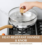 KOCH SYSTEME CS Stainless Steel Pan 10 Inch, Induction Tri-Ply Bottom Stainless Steel Frying Pan with Heat-resistant Bakelite Handle, 10 Inch Stainless Skillet with Lid for Cooking, Dishwasher Safe