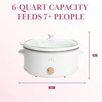Paris Hilton 6-Quart Manual Slow Cooker, Features Three Settings (Low, High, Warm), Naturally Nonstick and Dishwasher Safe Stoneware Insert, Family Sized Capacity, White