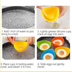 Egg Poacher Cups with Oil Brush, Silicone Egg Poachers Set of 4 Multicolor Poached Egg Maker Egg Coddler, Kitchen Tools and Gadgets