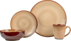 Sango Nova 16-Piece Casual Brown Stoneware Dinnerware Set – Service for 4, Includes Coffee Mugs & Plates, Earthy Brown Reactive Glaze, Microwave & Dishwasher Safe, for Everyday Dining & Entertainment