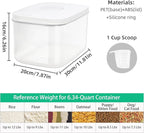 Airtight Flour Container 12 Lbs, Clear PET Plastic Food Storage Container Bin with Pop Up Lids For Rice Flour Sugar, Dry Food Holder for Kitchen Pantry Organization and Storage