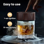 Vintage Electric Whiskey Smoker Kit with 8 Wood Chip Flavors – Rechargeable Whiskey Smoker with Built-in Ignition, Fuel-Free – For Men, Dad, Husband on Special Occasions – Wood Grain Design