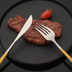 JASHII Flatware Set 24 Piece, Stainless Steel Silverware Set, Macaron Small Fresh Color Cutlery Set, Modern Elegant Tableware Set for Party, Christmas, Dinner (Yellow Silver)