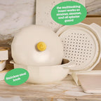 Cravings by Chrissy Teigen The Perfect Pan 5.3 Qt Dutch Oven Pot with Lid, Nonstick Lightweight Aluminum Everyday Pot with Steamer/Strainer Insert, Oven & Stovetop Safe (White)