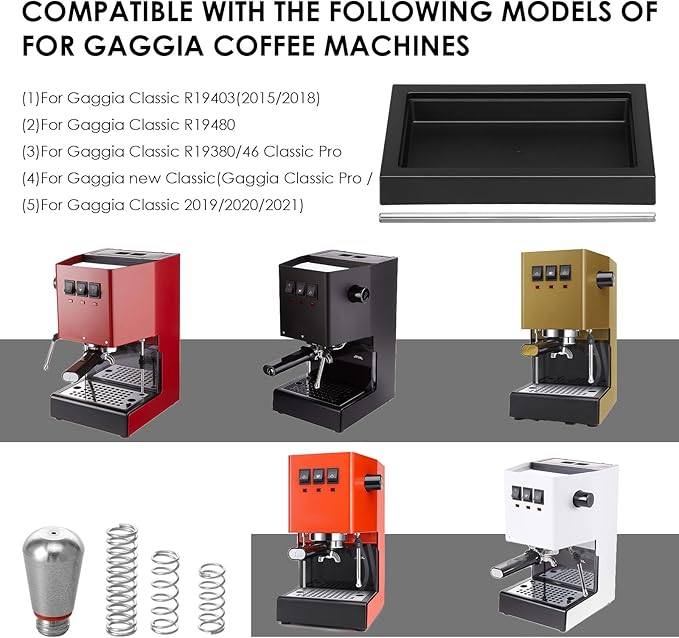 Low Profile Thin Drip Tray and One Single Hole Steam Tip 6 Bar 9 Bar 12 Bar OPV Spring Modification Kit with Long Stainless Steel Tube, Compatible with Pro Gaggia Classic Espresso Coffee Machine