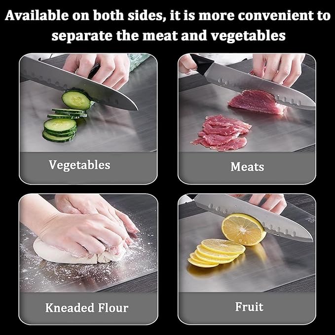Stainless Steel Cutting Board, 3 PCS Cutting Boards for Kitchen, 304 Stainless Non Stick Chopping Cutting Board for Meat Fruit & Vegetable (15 x 11, 13x 9, 10 x 6 in)