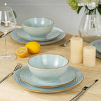 famiware Jupiter Dinner Plates Set of 6, 10.5 Inch Plate Sets, Microwave and Dishwasher Safe, Scratch Resistant, Kitchen Plates Perfect Serving Dishes, Light Blue