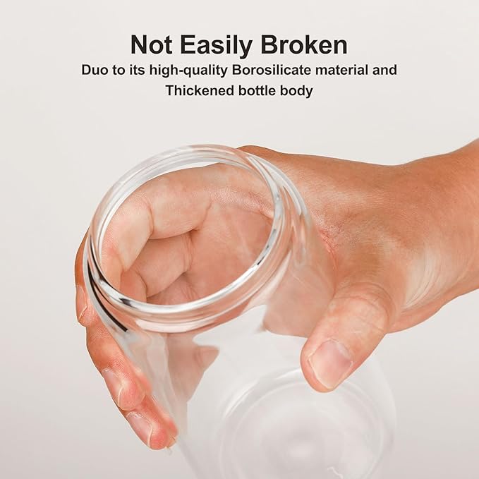 16Pcs Glass Cups With Bamboo Lids and Straws,16Oz Ice Coffee Cup,Drinking Glasses Cups Set,Water Bottles Glasses for Juicing,Beer,Coffee,Soda,Tea-Glass Tumbler Reusable for Gifts