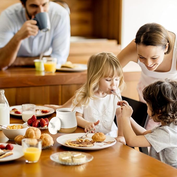 Hasense Ceramic Honey Pot with Lid and Dipper Stick, 12 Ounce HoneyJar Dish for Home Kitchen, Farmhouse Honey Container for Christmas Gift, Dishwasher Safe, White