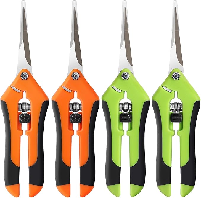 BEoffer 4 Pack Pruning Shears, 6.5 Inch Garden Scissors Gardening Hand Pruning Snips with Straight Stainless Steel Precision Blades for Gardening Flower Plant Precise Trimming and Pruning Maintenance