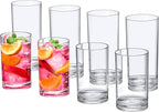 Amazing Abby - Probity - 10-Ounce and 16-Ounce Plastic Tumblers (Set of 8), Plastic Drinking Glasses, Reusable Plastic Cups, BPA-Free, Shatter-Proof, Dishwasher-Safe (Made of Plastic, NOT Glass)