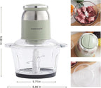 Green Food Processor,500W Electric Meat Grinder with 8 Cup Glass Bowl and 4 Sharp Blades, Food Chopper & Vegetable Chopper for home use,Meat Processor, Vegetables, Fruits and Nuts