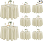 Fitable 8 Pack Round Tablecloths: Stain Resistant Wrinkle Free Circle Table Clothes, Washable Reusable Polyester Table Covers for Wedding Party Birthday Banquet Reception(Ivory, 120 Inch)