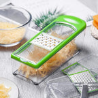 LHS Mandoline Slicer, 4 Sharp Stainless Steel Blades with Food Storage Container — Kitchen Tools for Cheese, Chocolate, Vegetables& Fruits - Dishwasher Safe