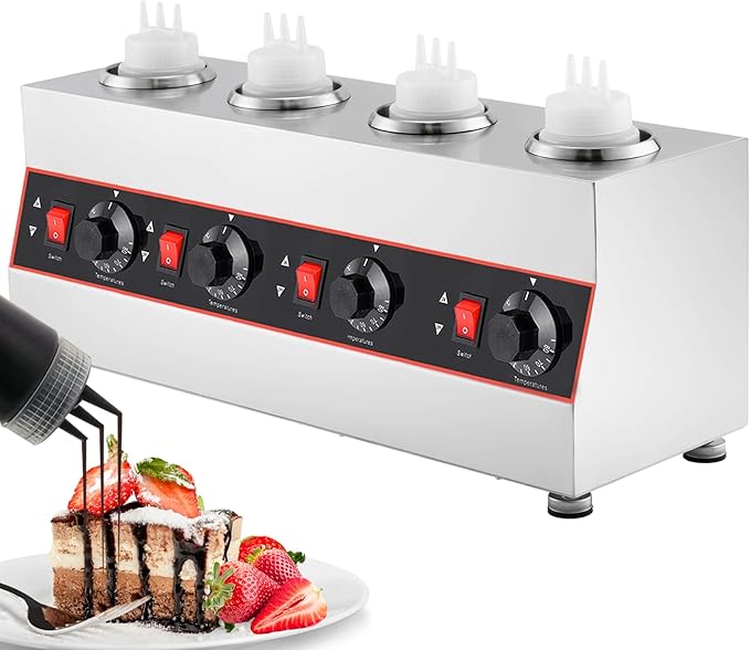 Sauce Warmer Dispenser Sauce Bottle Warmer Nacho Cheese Warmer Dispenser with 650ml Bottles, Bottle Warmer for Cheese Hot Fudge Caramel, 86-185℉110V