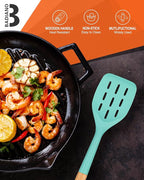 Pack of 2 Silicone Spatula, Non Stick Cooking Utensil Set Stainless Steel Handle Kitchen Turner for Baking Mixing Grilling Serving Food Heat Resistant Non Scratch Hooks Included (Green)