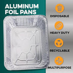 INFINITY EL Disposable Aluminum Foil Pan 25 Pack | Half Size 12.5" x 10" x 2.5" Deep Disposable Baking Pan | Heavy Duty Aluminum Foil Pan for Roasting Turkey, Lasagna, Thanksgiving, Christmas, Pary