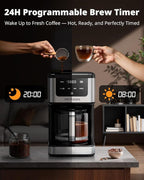 AIRMSEN 14-Cup Programmable Drip Coffee Maker – 1000W Fast Brewing Coffee Machine with Timer, Delay Start & 2H Keep-Warm, 73oz Tank, Touchscreen & Glass Carafe – Perfect for Home & Office Use