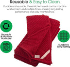 DG Collections Terry Dish Towels, 100% Cotton Kitchen Towels, Set of 8 (15x25 inch) Hand Towels - 400 GSM, Absorbent Terry Cloth Dish Towels for Kitchen, Soft Tea Towels - Red Color