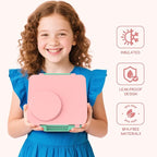 Bento Box for Kids - Leak-Proof Lunch Box with Insulated Thermos Food Jar - 4 Compartments, 1 Removable Divider, 1Spoon, 1 Fork - Dishwasher Safe, BPA-Free (Light pink)