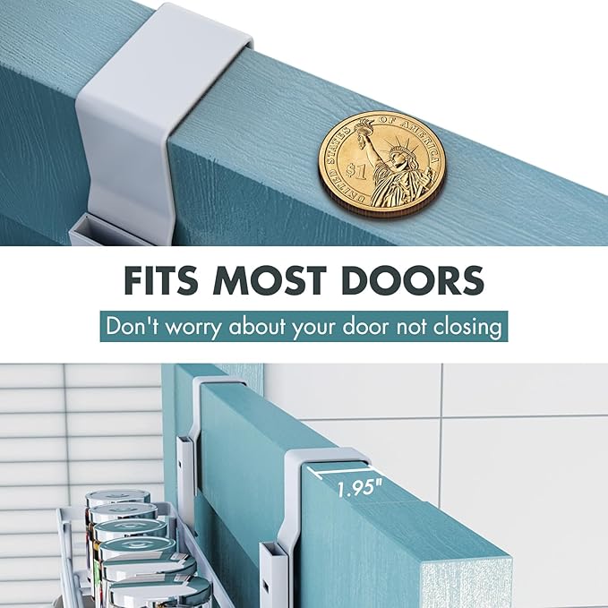 Over The Door Pantry Organizer，9-Tier Over The Door Organizer with Adjustable Basket，Metal Hanging Pantry Organizers and Storage for Kitchen, Back of Door Seasoning Rack