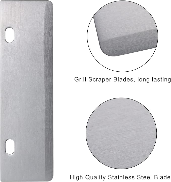 DELFINA 4 Pcs Grill Scraper Blade Replacement, Stainless Steel Outdoor Barbecue Cleaning Tools, Heavy Duty Accessories for BBQ