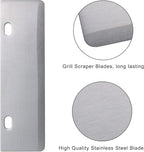 DELFINA 4 Pcs Grill Scraper Blade Replacement, Stainless Steel Outdoor Barbecue Cleaning Tools, Heavy Duty Accessories for BBQ