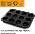2 Packs Nonstick Round Muffin Baking Pan, Premium Steel Muffin Pan for Baking, Nonstick Cupcake Tin Cheesecake Pans, Bakeware Muffin Top Pan (12 Cups, Black)