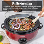 3.5 Quart Slow Cooker Red Uniform Heating,Non Stick Pot,Aluminum, Makes Your Food More Delicious.Suitable as a Gift for Wives,Parents,and Friends