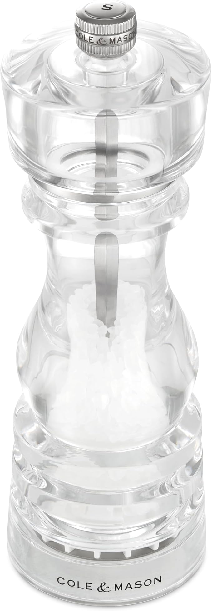Cole & Mason London Refillable Spice Mill - Kitchen & Home Accessory - Table Salt Grinder - Salt Mill with Ceramic Mechanism - 7", Acrylic