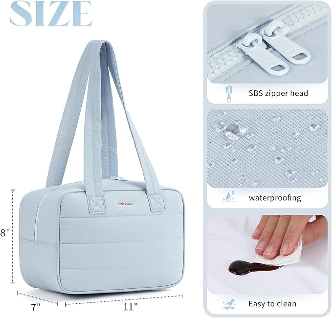Lunch Bag Women，Freezable Lunch bag，Built-in Ice Pack Small Cooler，Cute Lunch Bags for Women ，Waterproof and Durable，Suitable for Work, Picnics, Travel, and Meal Preparation（Light Blue）