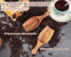 Big Coffee Scoop Shovel, 2pcs Large Ground Coffee Scoop, Wooden Bean Salt Spoons, Wood Serving Spoons for Beans Powder Sugar from Big Jars Canisters, Multifunctional Kitchen Scoop
